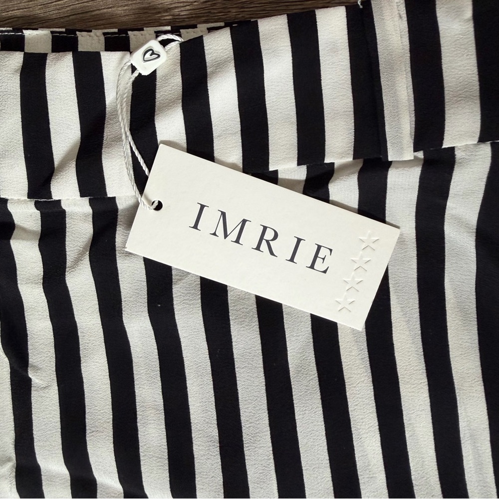 NWT IMRIE Black and White Striped Women's Skirt 100% Silk Size XS - Picture 2 of 10